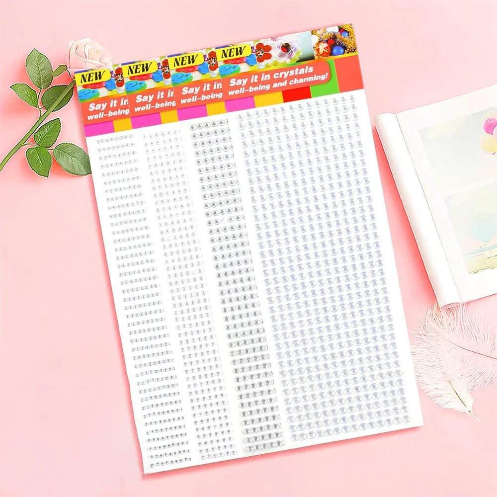 Αυτοκόλλητα αυτοκόλλητα 1040/900/504 τεμαχίων ακρυλικού τρυπανιού DIY από κρυστάλλινο στρας για θήκες κινητών, κάρτες και χειροτεχνίες