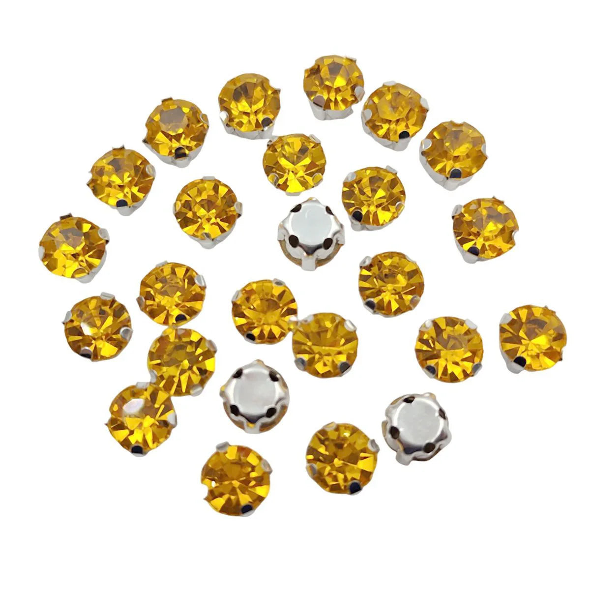 Στρογγυλά γυάλινα στρας με νύχι – Κρύσταλλα ραφής με ασημένια βάση για ρούχα, παπούτσια και χειροτεχνίες