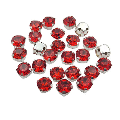 Στρογγυλά γυάλινα στρας με νύχι – Κρύσταλλα ραφής με ασημένια βάση για ρούχα, παπούτσια και χειροτεχνίες