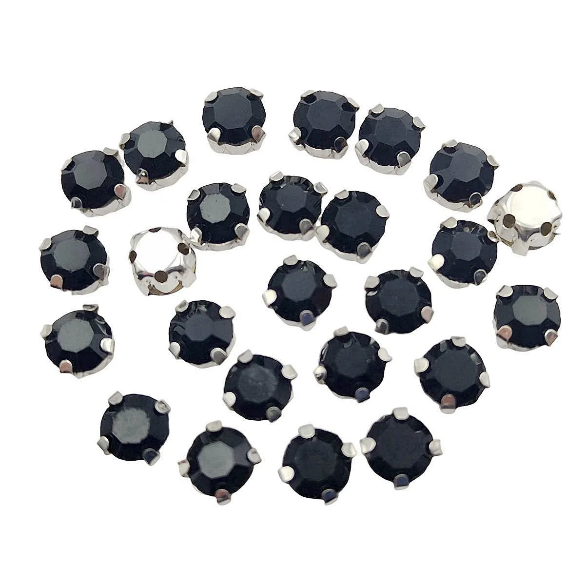 Στρογγυλά γυάλινα στρας με νύχι – Κρύσταλλα ραφής με ασημένια βάση για ρούχα, παπούτσια και χειροτεχνίες