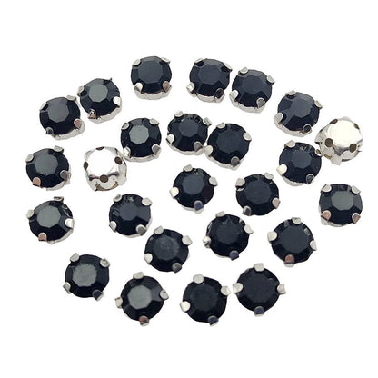 Στρογγυλά γυάλινα στρας με νύχι – Κρύσταλλα ραφής με ασημένια βάση για ρούχα, παπούτσια και χειροτεχνίες