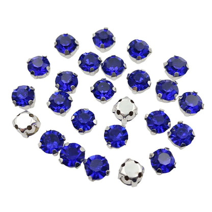 Στρογγυλά γυάλινα στρας με νύχι – Κρύσταλλα ραφής με ασημένια βάση για ρούχα, παπούτσια και χειροτεχνίες