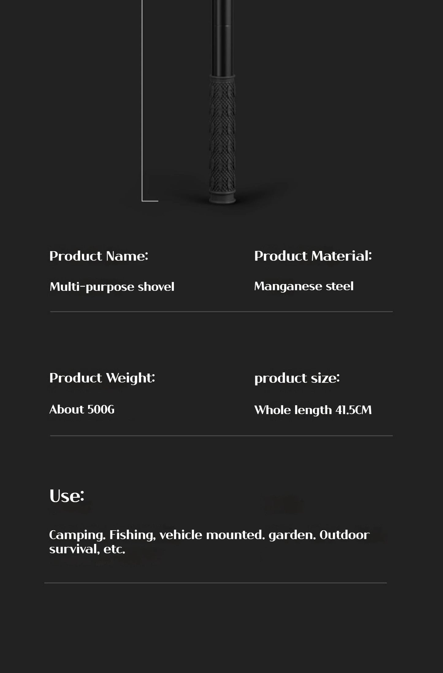 1 τεμάχιο πτυσσόμενο φτυάρι για υπαίθριες κατασκηνώσεις – Πολυλειτουργικό εργαλείο οχύρωσης για πεζοπορία, φορητό φτυάρι κήπου και επιβίωσης