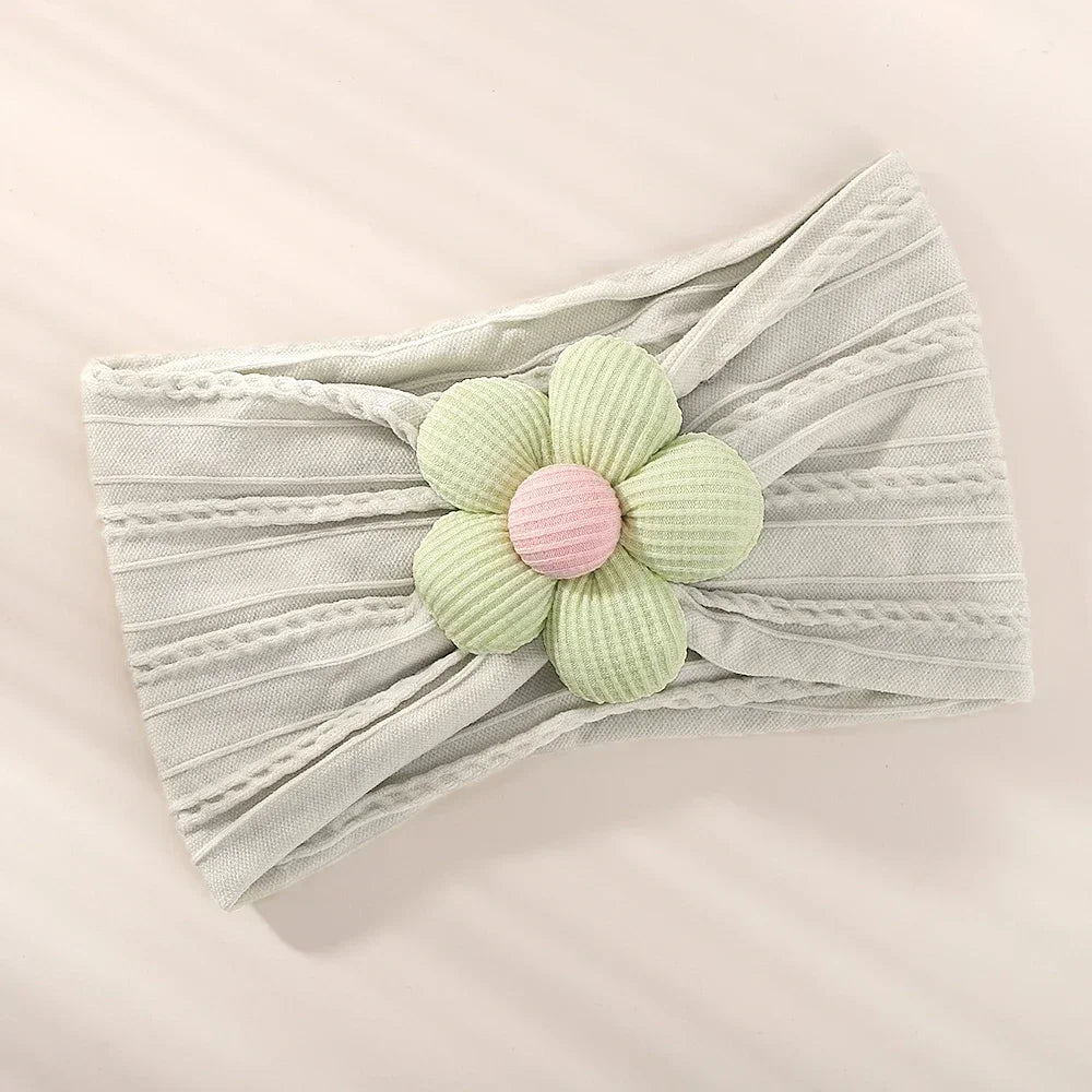 1 τεμάχιο νάιλον μαντήλι για μωρά – Χειροποίητη κορδέλα με λουλούδια για νεογέννητα κορίτσια, ελαστικό τουρμπάνι μαλλιών για νήπια