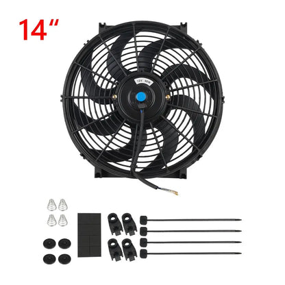 Universal 7/9/10/12/14/16 Inch 12V 80W Car Radiator Cooling Fan Blade – Electric Air Conditioning Fan Kit 2100RPM