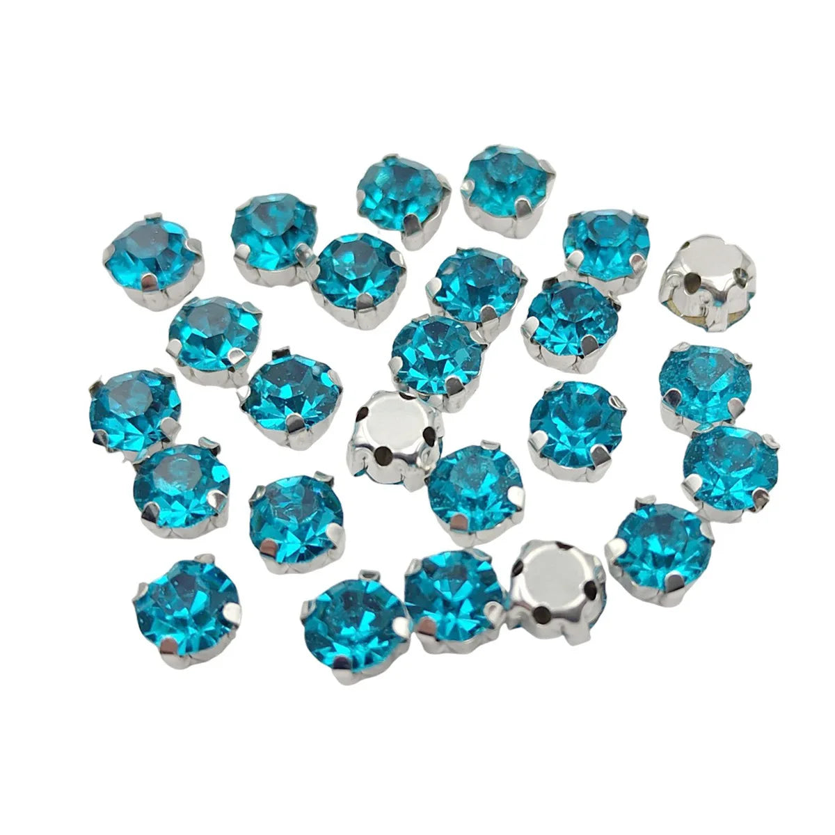 Στρογγυλά γυάλινα στρας με νύχι – Κρύσταλλα ραφής με ασημένια βάση για ρούχα, παπούτσια και χειροτεχνίες