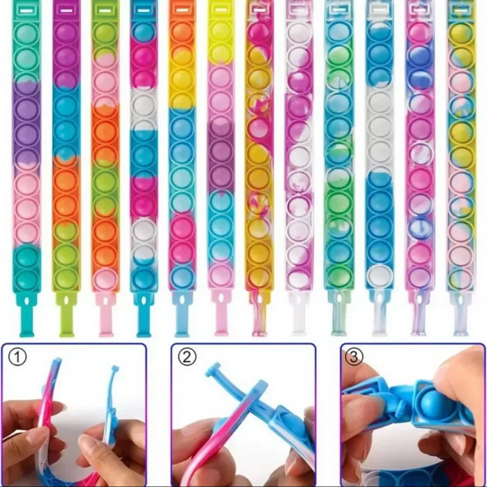 12/24/36 τεμάχια πολύχρωμο βραχιόλι σιλικόνης με φούσκα – Δώρα για παιδικά πάρτι, δώρα γενεθλίων, αναμνηστικά γάμου, βραχιόλια καρναβαλιού και διακοπών