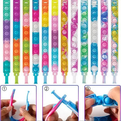 12/24/36 τεμάχια πολύχρωμο βραχιόλι σιλικόνης με φούσκα – Δώρα για παιδικά πάρτι, δώρα γενεθλίων, αναμνηστικά γάμου, βραχιόλια καρναβαλιού και διακοπών