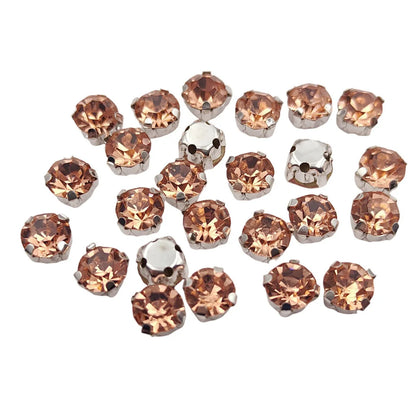 Στρογγυλά γυάλινα στρας με νύχι – Κρύσταλλα ραφής με ασημένια βάση για ρούχα, παπούτσια και χειροτεχνίες