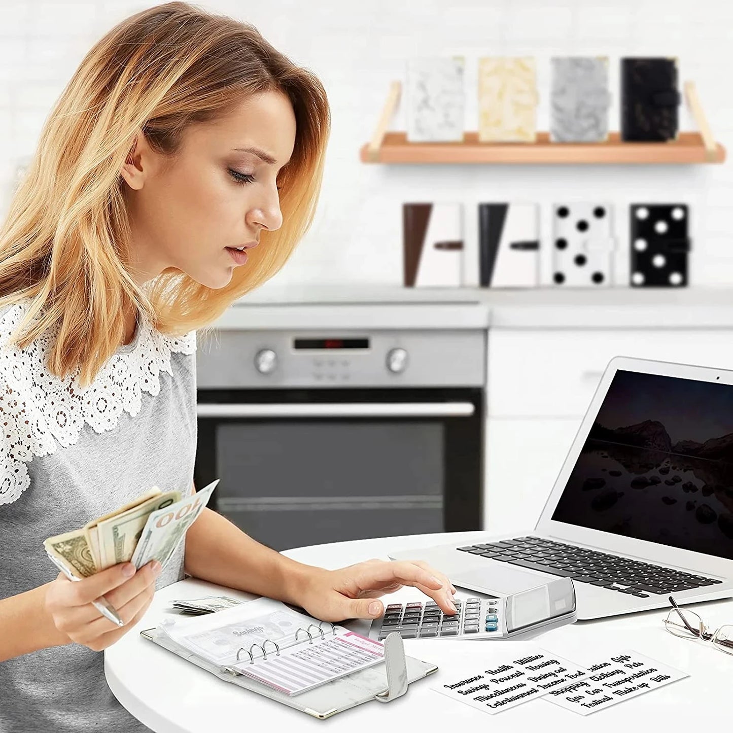 Α6 Δερμάτινος Σχεδιαστής Προϋπολογισμού – Μάρμαρο Σημειωματάριο &amp; Οργανωτής Εξοικονόμησης Χρημάτων για Γραφείο, Σχολείο &amp; Προσωπικά Οικονομικά