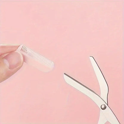 3-Piece Eyebrow Trimmer Set – Stainless Steel Scissors, Comb & Shaver for Eyelash and Beginner Makeup, Precision Removal Accessories