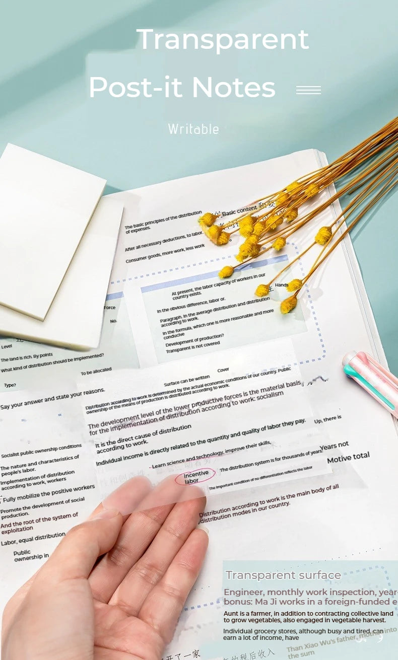 50 φύλλα διαφανών αυτοκόλλητων σημειώσεων – αδιάβροχα αυτοκόλλητα μηνυμάτων και υπογραφής για σημειωματάρια