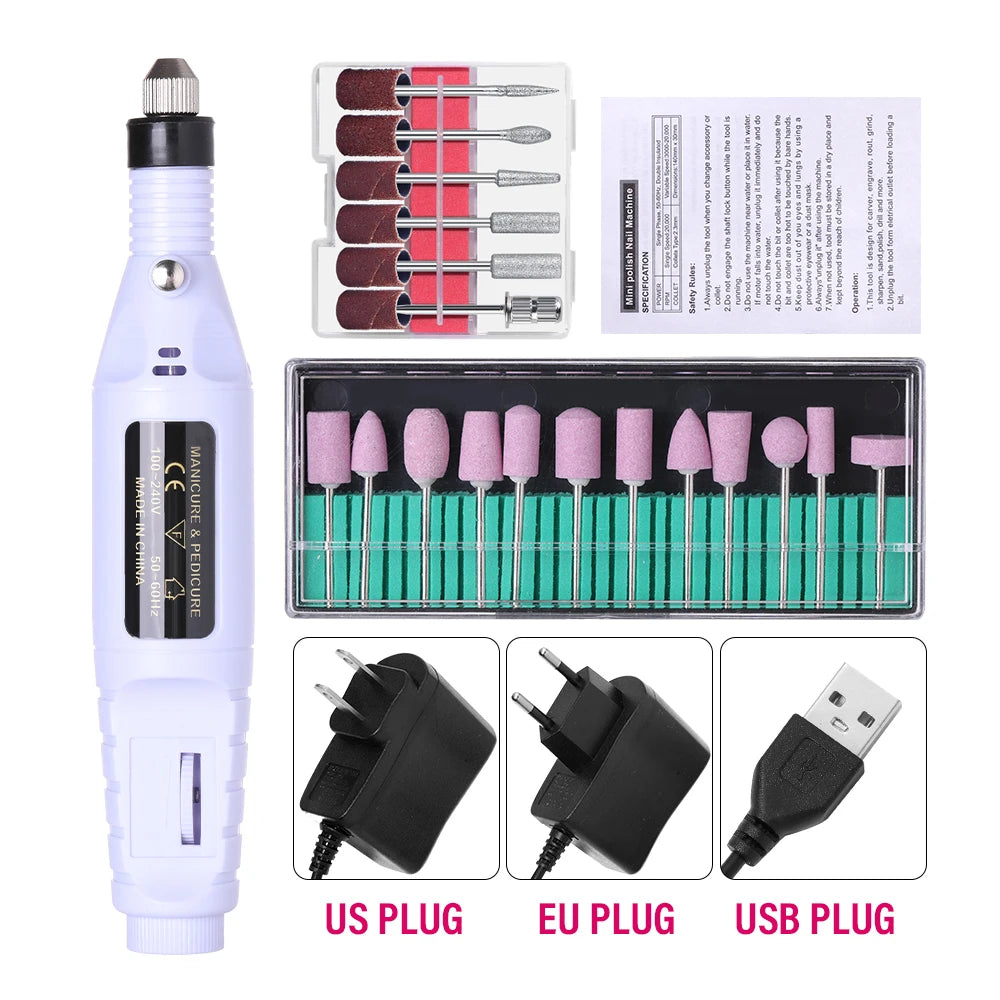 Portable Professional Electric Nail Drill Machine – Manicure & Pedicure Drill Set for Home and Salon Use