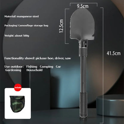 1 τεμάχιο πτυσσόμενο φτυάρι για υπαίθριες κατασκηνώσεις – Πολυλειτουργικό εργαλείο οχύρωσης για πεζοπορία, φορητό φτυάρι κήπου και επιβίωσης