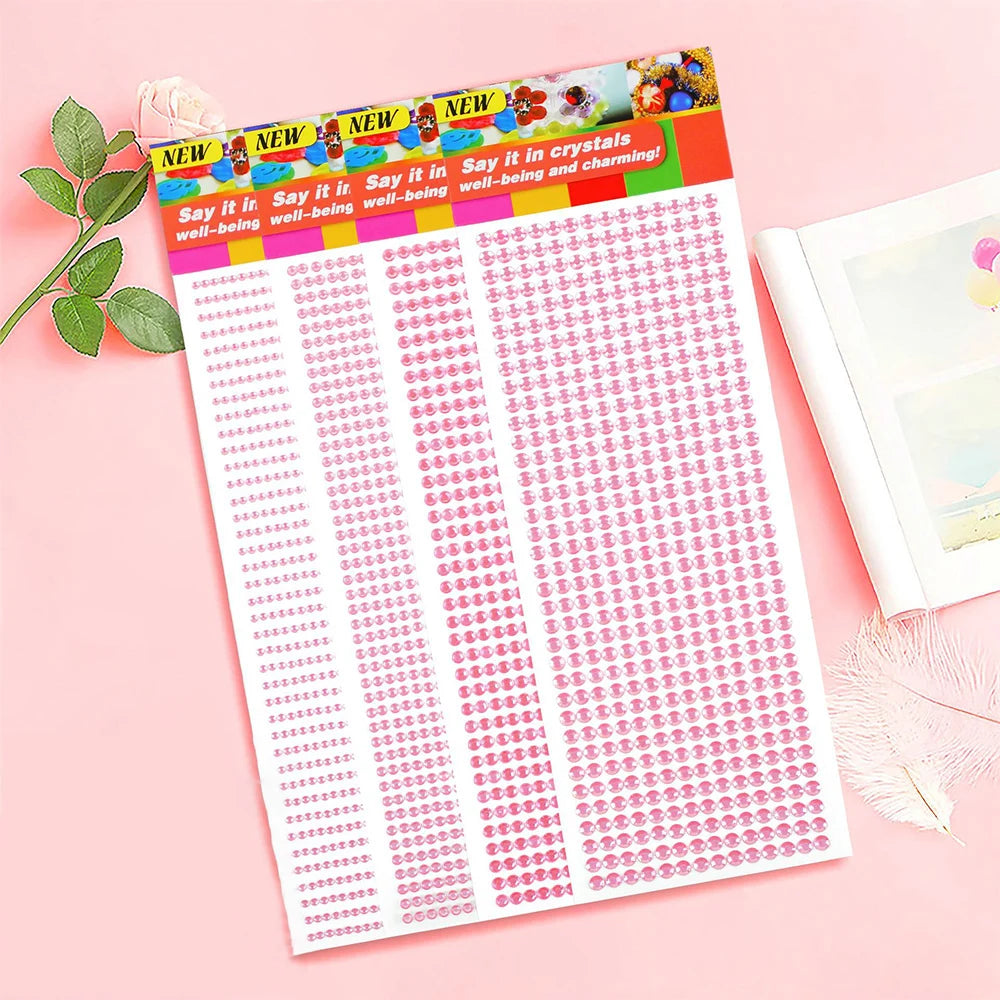 Αυτοκόλλητα αυτοκόλλητα 1040/900/504 τεμαχίων ακρυλικού τρυπανιού DIY από κρυστάλλινο στρας για θήκες κινητών, κάρτες και χειροτεχνίες