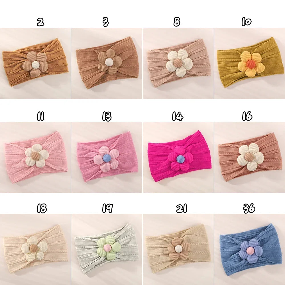 1 τεμάχιο νάιλον μαντήλι για μωρά – Χειροποίητη κορδέλα με λουλούδια για νεογέννητα κορίτσια, ελαστικό τουρμπάνι μαλλιών για νήπια