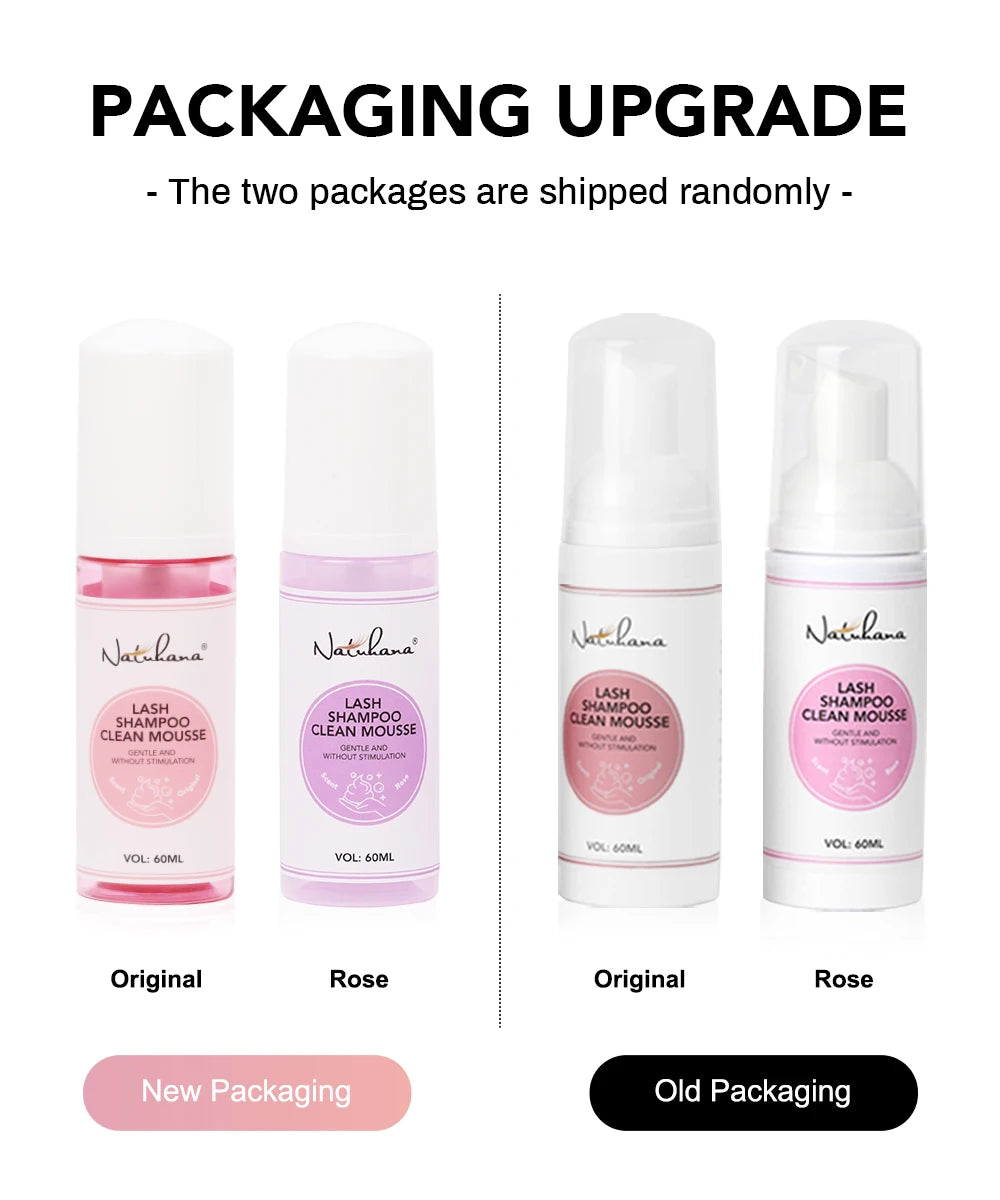 Natuhana 60ml Σαμπουάν για Επέκταση Βλεφαρίδων – Αφρός Καθαρισμού Βλεφαρίδων για Ψεύτικες Βλεφαρίδες, Απαλό &amp; Μη Ερεθιστικό Εργαλείο Μακιγιάζ