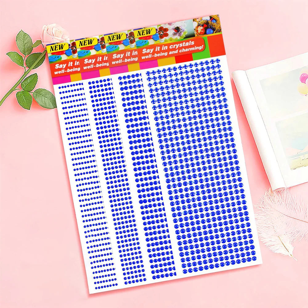 Αυτοκόλλητα αυτοκόλλητα 1040/900/504 τεμαχίων ακρυλικού τρυπανιού DIY από κρυστάλλινο στρας για θήκες κινητών, κάρτες και χειροτεχνίες