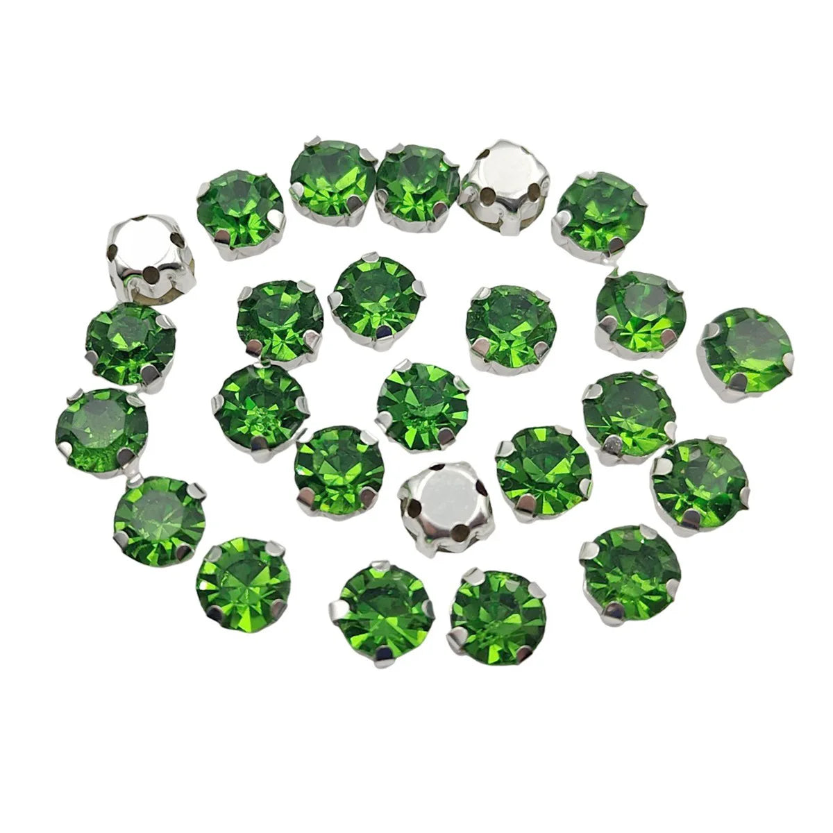 Στρογγυλά γυάλινα στρας με νύχι – Κρύσταλλα ραφής με ασημένια βάση για ρούχα, παπούτσια και χειροτεχνίες