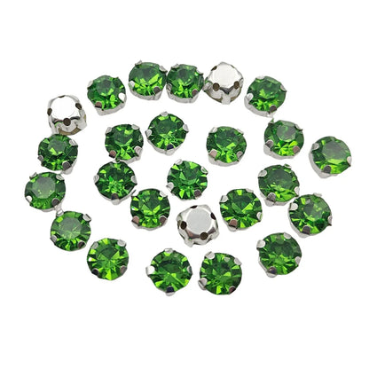 Στρογγυλά γυάλινα στρας με νύχι – Κρύσταλλα ραφής με ασημένια βάση για ρούχα, παπούτσια και χειροτεχνίες