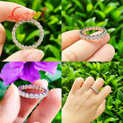 Δαχτυλίδι αιωνιότητας με μοισσανίτη D VVS 0.1ct 3mm – Ασημένια κοσμήματα αρραβώνων και πάρτι 925 για γυναίκες