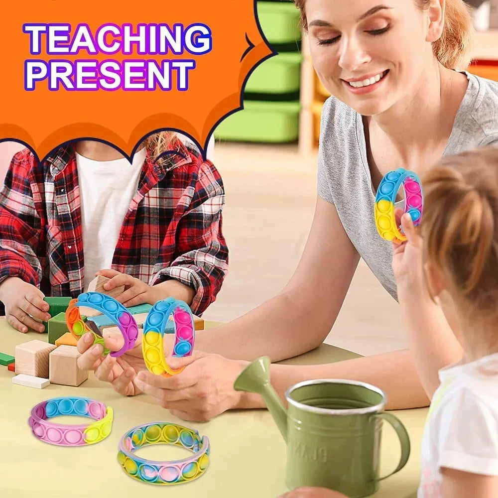 12/24/36 τεμάχια πολύχρωμο βραχιόλι σιλικόνης με φούσκα – Δώρα για παιδικά πάρτι, δώρα γενεθλίων, αναμνηστικά γάμου, βραχιόλια καρναβαλιού και διακοπών